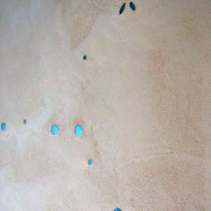 Murs en béton ciré, incrustation mosaïque flore Molinaro